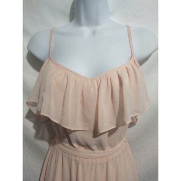 NWT Ceremony By Joanna August Size M Pale Pink Spaghetti Strap Chiffon Gown - Picture 1 of 9
